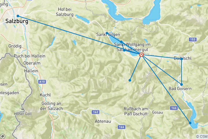 Map of Mountains & Lakes - Hiking in the Salzkammergut - 8 days