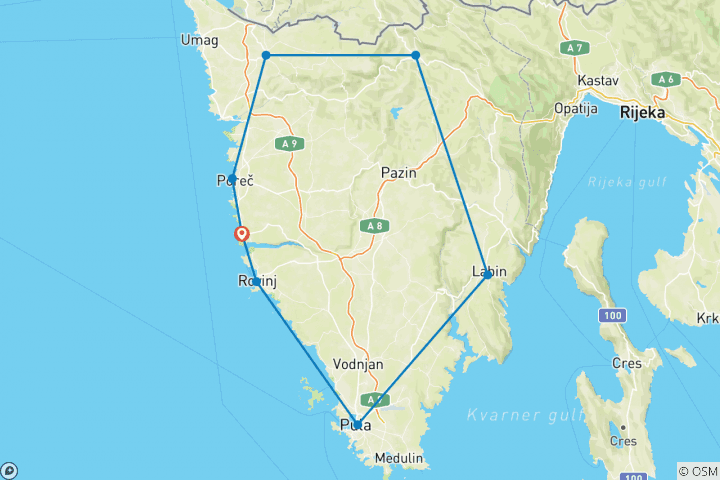 Map of Bike Tour Istria (8 days)
