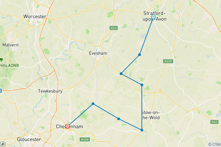 Karte von Cotswold’s Trail (8 Tage)