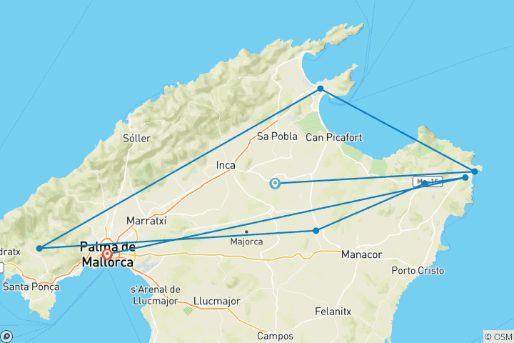 Karte von Mallorcas Ostküste erwandern (8 Tage)