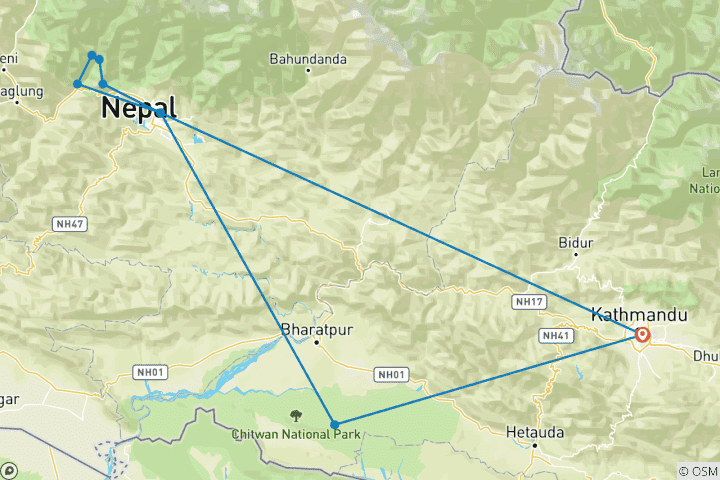 Map of Annapurna Family Trekking in comfort