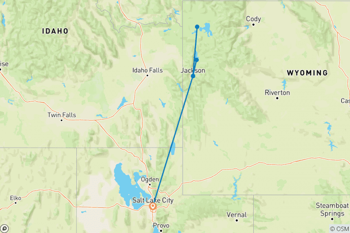 Mapa de Aventura de invierno en Yellowstone y Grand Teton