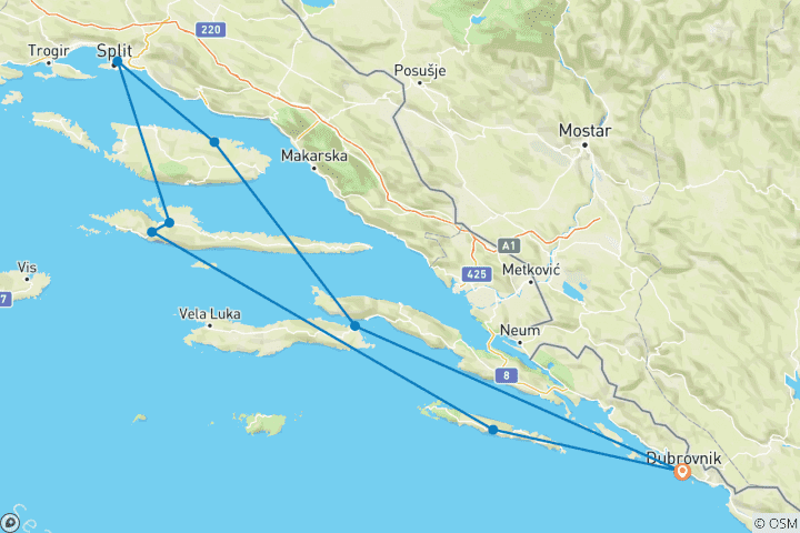 Carte du circuit Croisière retour à Dubrovnik MS PRINCESS ALOHA