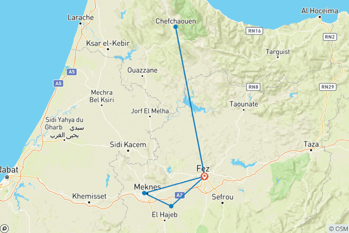 Carte du circuit Un week-end autour de Fès