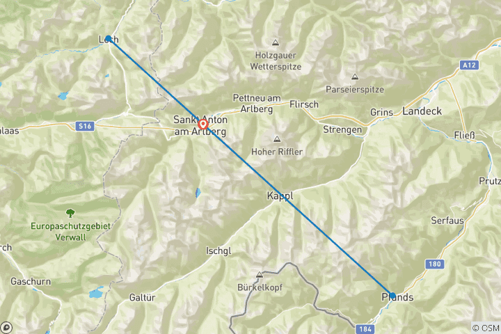 Karte von Der Arlberg Trail (4 Tage)