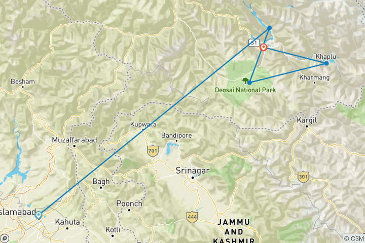 Carte du circuit Circuit complet de 5 jours à Skardu par avion