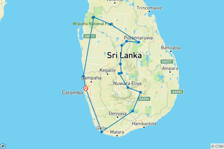 Karte von Sri Lanka natürliche Schätze und faszinierende Kultur (einschließlich Peradeniya)