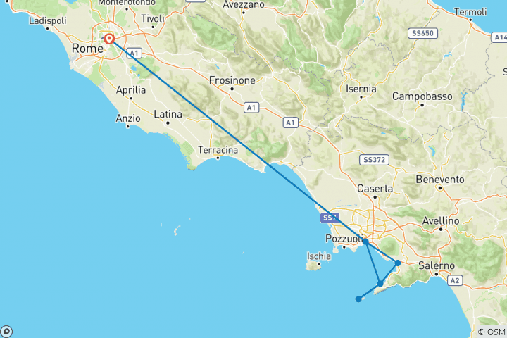 Kaart van Napels & Sorrento express – op aanvraag