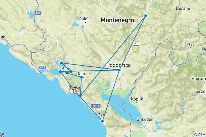 Karte von Montenegro: Höhepunkte
