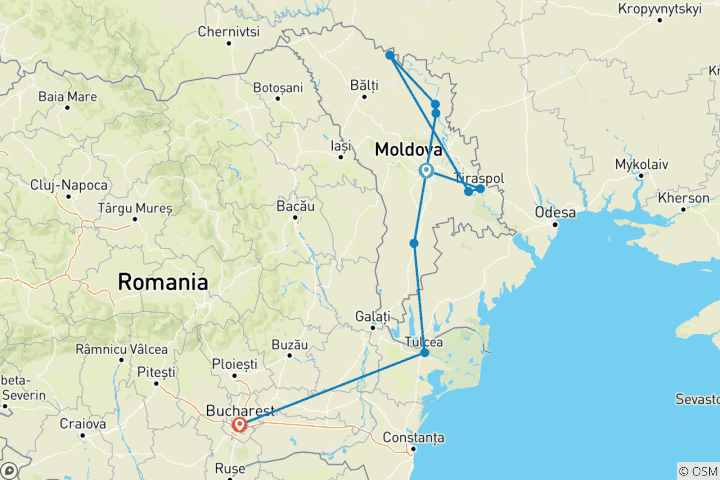 Map of Moldova & Romania: Highlights