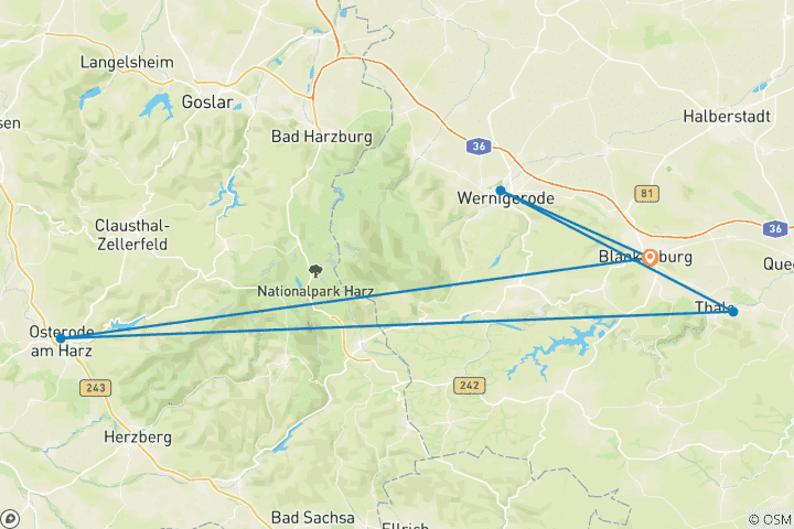 Map of Harz Mountains: Hiking