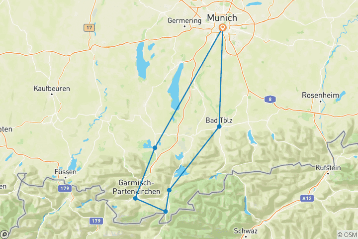 Carte du circuit Des lacs de charme à Munich