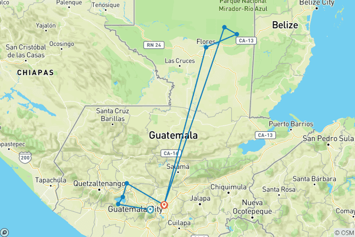 Carte du circuit Le meilleur du Guatemala