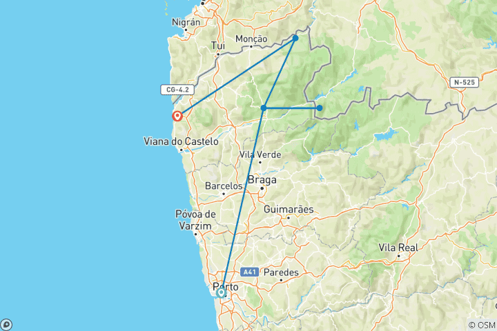 Carte du circuit Famille Active Portugal