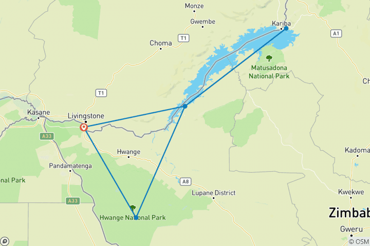 Mapa de Crucero por Zimbabue