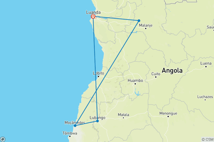 Carte du circuit Points forts de l'Angola