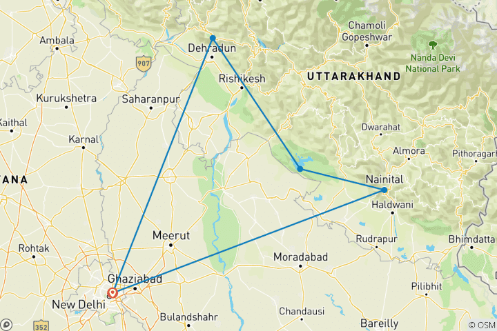 Map of Explore - The Best of Nainital, Corbett & Mussoorie !! (A Budget Friendly Tour)