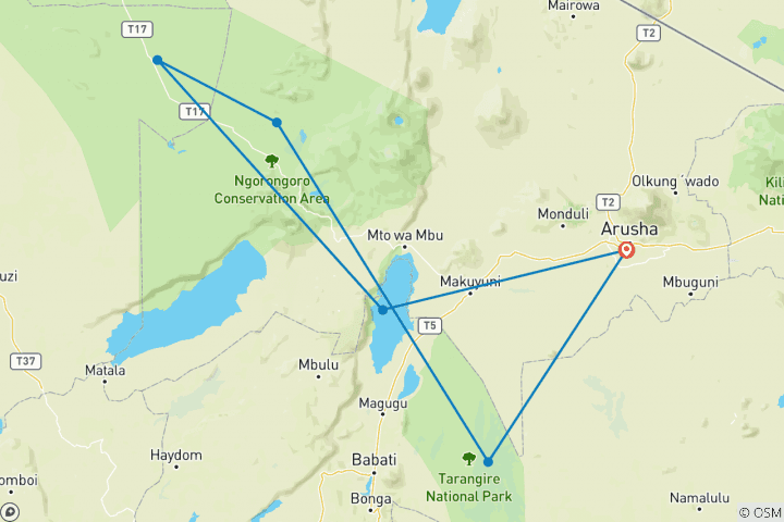 Map of 7 DAYS SERENGETI FAMILY SAFARI