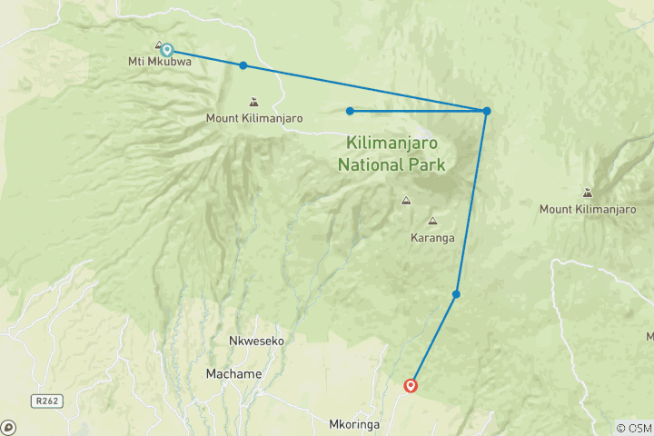 Map of 9 DAYS MOUNT KILIMANJARO CLIMBING VIA NORTHERN CIRCUIT