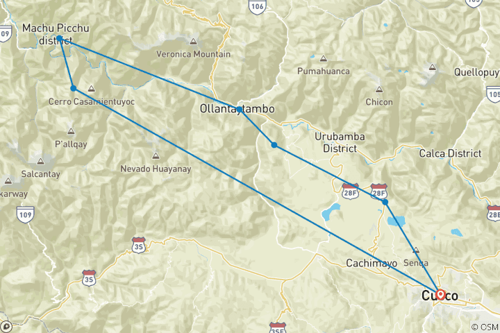 Map of Machu Picchu 2 Days