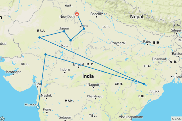 Map of Luxury Passage through Rajasthan