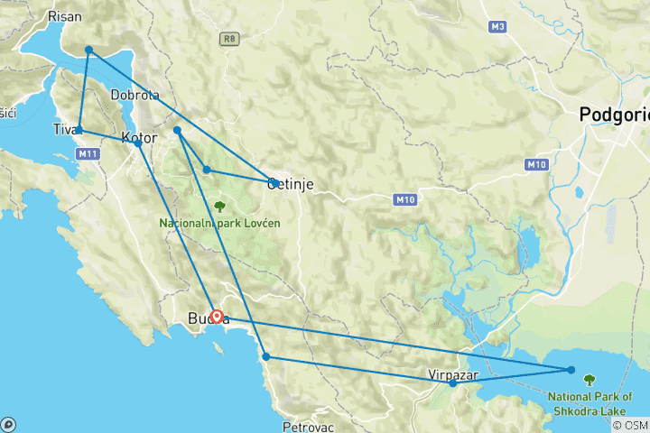 Carte du circuit Séjour de 5 jours au Monténégro