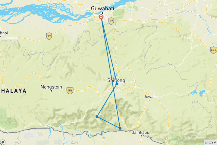 Map of Meghalaya (A Budget Friendly Tour)
