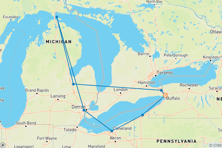 Map of Mackinac Island featuring Niagara Falls