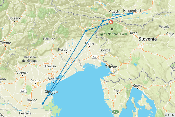 Map of Star Tour Carinthian Lakes and Alpe-Adria Experience (7 days)