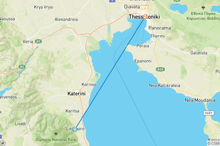 Karte von Olympos Trek mit Berghütten (7 Tage)