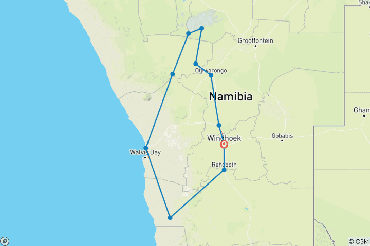 Karte von 7 Tage Namibia erkundenGeführte Lodge