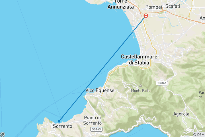 Carte du circuit Pompéi, Sorrente et la baie de Naples