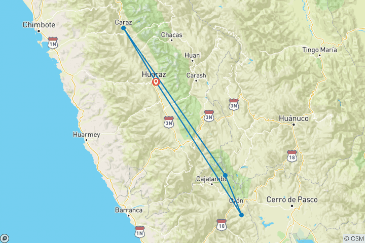 Map of Santa Cruz Trek 4D/3N