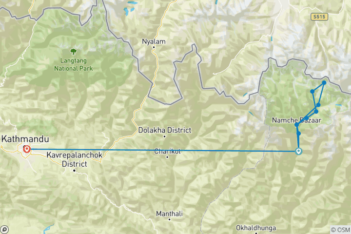 Map of 12 Day Everest Base Camp Trek