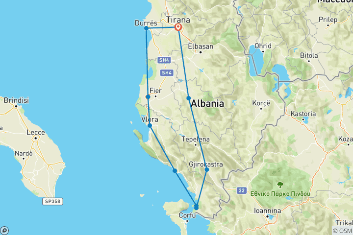 Map of Getaway to Southern Albania in 5 days