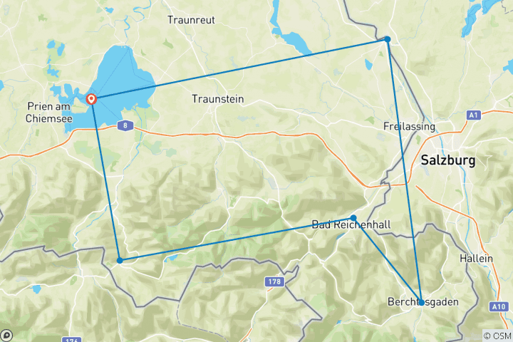Map of Chiemgau Highlights (8 days)