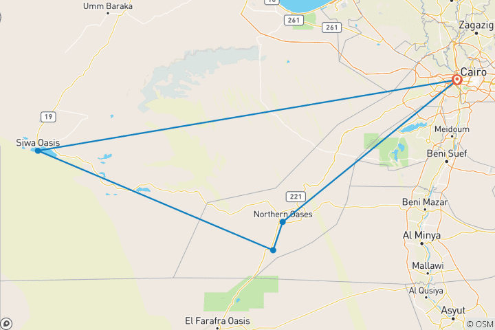 Map of Private 5 Days Trip To Siwa and Bahariya Oasis