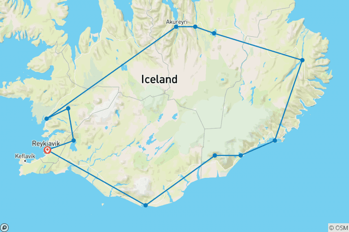 Map of Inspiring Iceland, a Women Only Tour (10 Days)