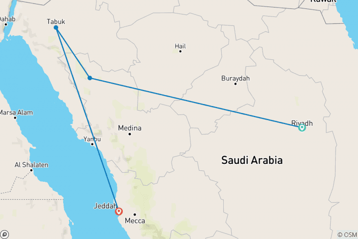 Map of Saudi Arabia Explorer Riyadh, Al Ula, Tabuk and Jeddah