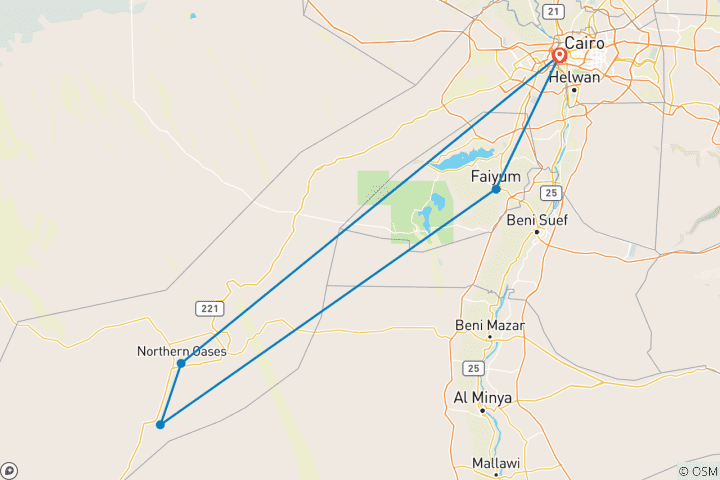 Carte du circuit Circuit de 4 jours dans l'oasis de Fayoum, le désert blanc et l'oasis de Bahariya