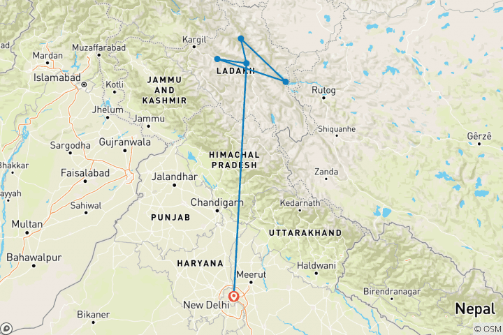 Map of The best of Leh Ladakh with a personal guide HB