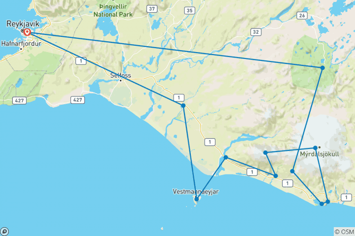 Map of South Iceland Summer Express - 3 days