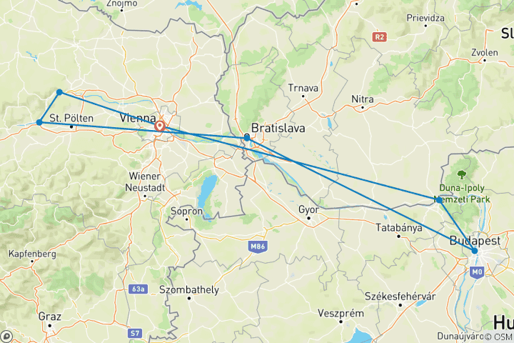 Map of 7 days - Blue Danube (Vienna - Budapest - Vienna, MS FIDELIO 4*)
