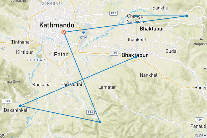 Karte von Beste Kathmandu Rundreise (6 Tage