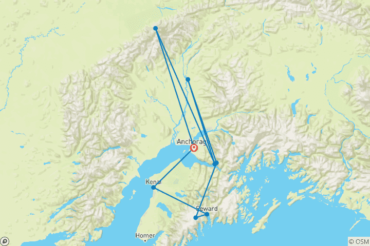 Carte du circuit Aventure Kenai Fjords et Denali