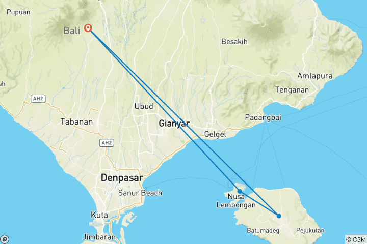 Carte du circuit Circuit de 4 jours à Nusa Penida et Nusa Lembongan - privé et tout compris