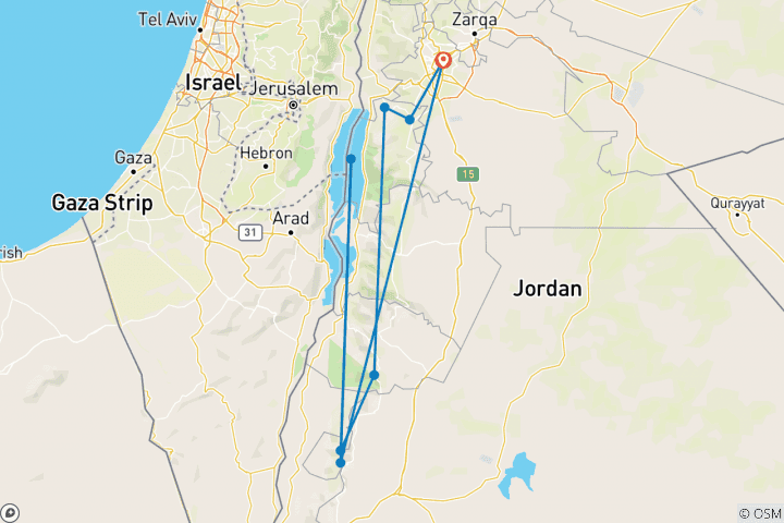 Carte du circuit Trek en Jordanie - 7 jours