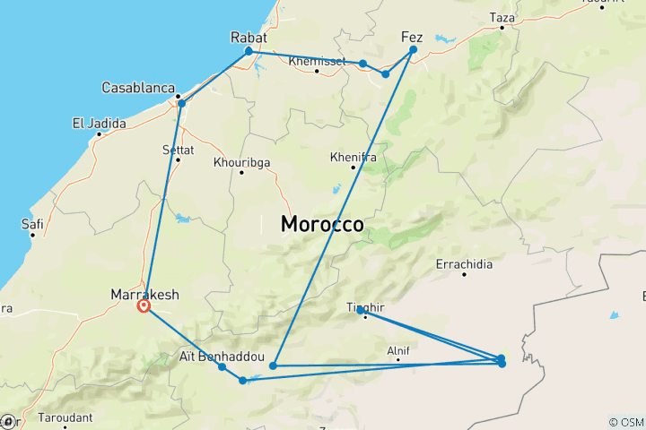 Map of Jewels of Morocco - 9 days