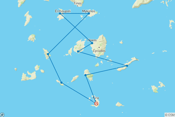 Map of Greece Sailing Adventure: Cyclades Islands