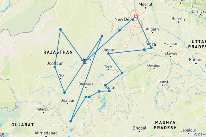 Carte du circuit Circuit en Inde du Nord au départ de Delhi